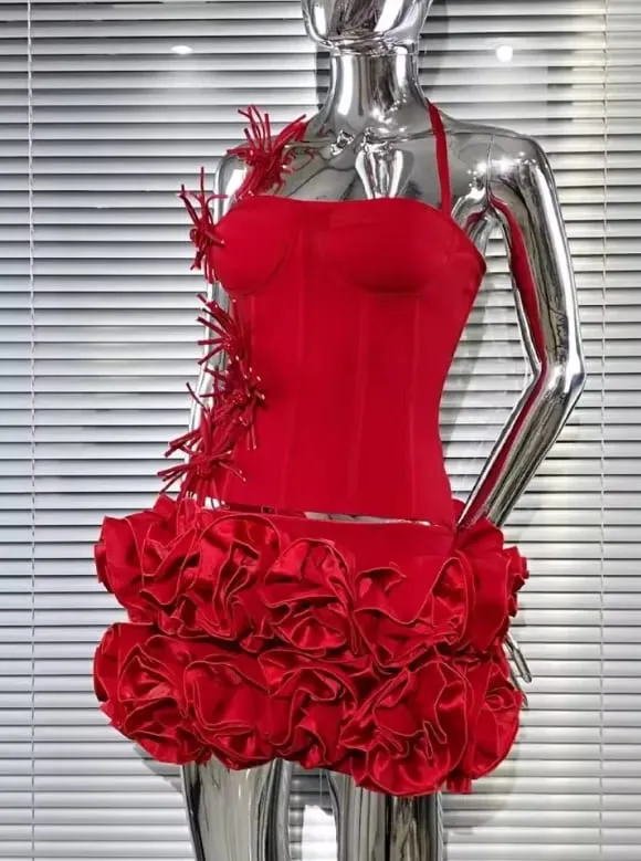 VC Chic Halter Estilo Sem Mangas Espartilho Mini Vestido com Enfeites Exclusivos para uma Noite Especial Vestido de Noite