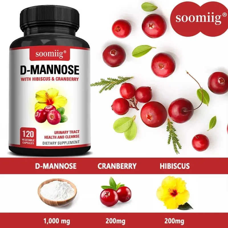 D-manose com suplemento de hibisco e cranbrry apoia a saúde da bexiga do trato urinário e reduz infecções do trato urinário não-OGM