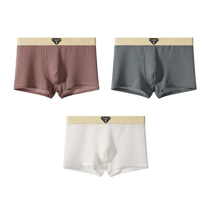 1/3 pçs masculino fresco gelo seda boxers shorts verão cetim-como sólida cuecas pele amigável malha respirável virilha roupa interior masculina