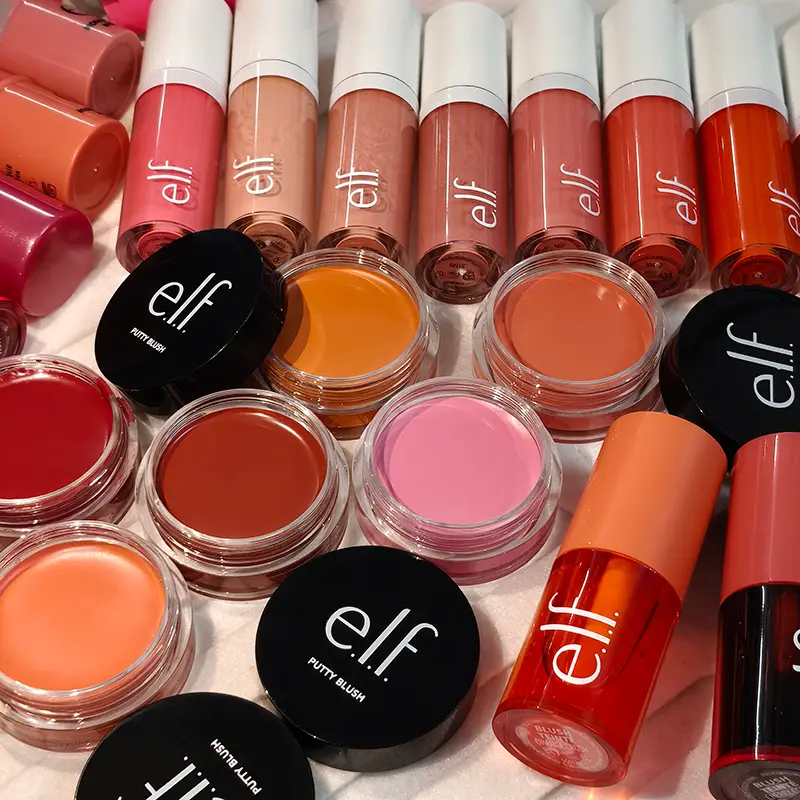 Promoção Especial Novo elf bubblegum-cereja manga-melancia hidratante duradouro brilho labial bálsamo labial e 8 cores creme blush cosméticos de marca