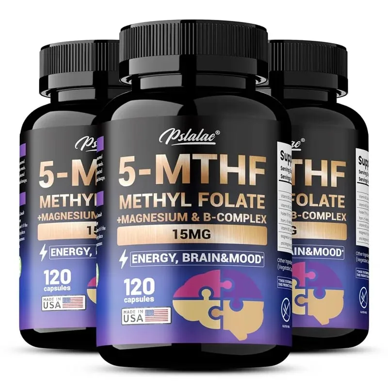 5-MTHF 甲基葉酸補充劑 - 能量大腦和情緒支持增強記憶力、注意力和清晰度，增強認知功能