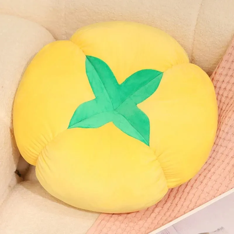 Kawaii Simulation Veggie Fruit Plush Cushion Persimmon Shiitake Mushroom Tomato Soft Decor Pillow For Bedroom Sofa Gift