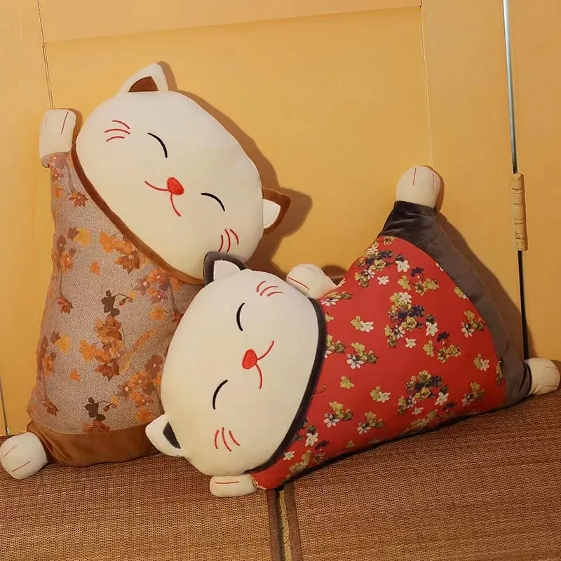Cute Kawaii Fortune Cat Throw Pillow Blanket Dual Use Sofa Backrest Throw Pillow Office Car Seat Waist Protector Cushion Pillow