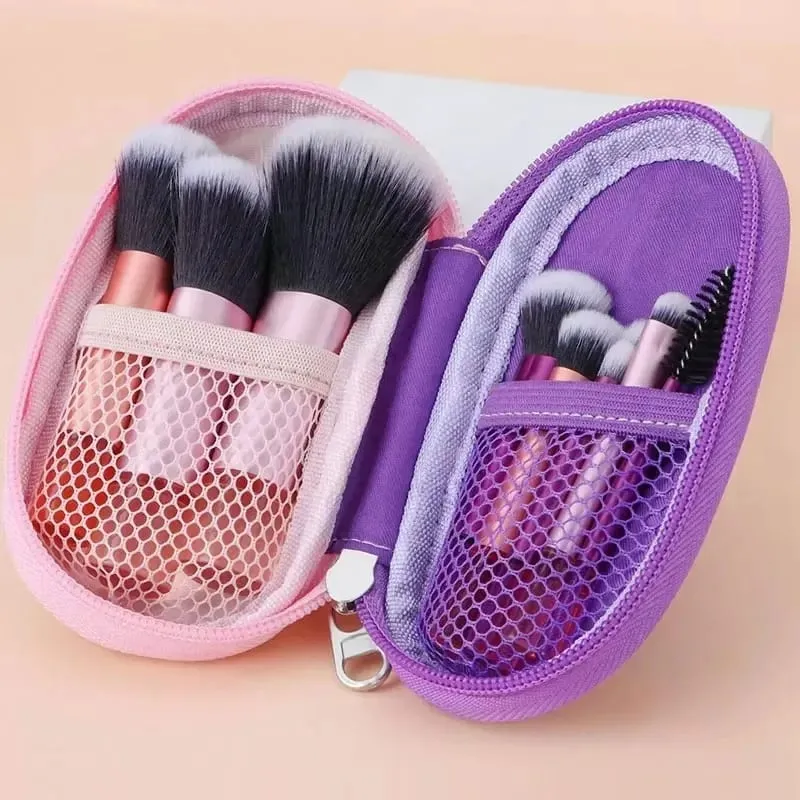 10 pçs pincéis de maquiagem conjunto com saco cosméticos sombra fundação pó solto blush detalhe escova mistura beleza compõem ferramentas — image 2