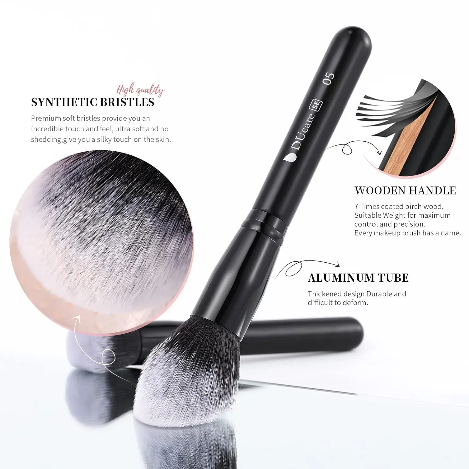 Ducare preto pincel de maquiagem profissional sombra fundação pó macio cabelo sintético pincéis de maquiagem brochas maquillaje