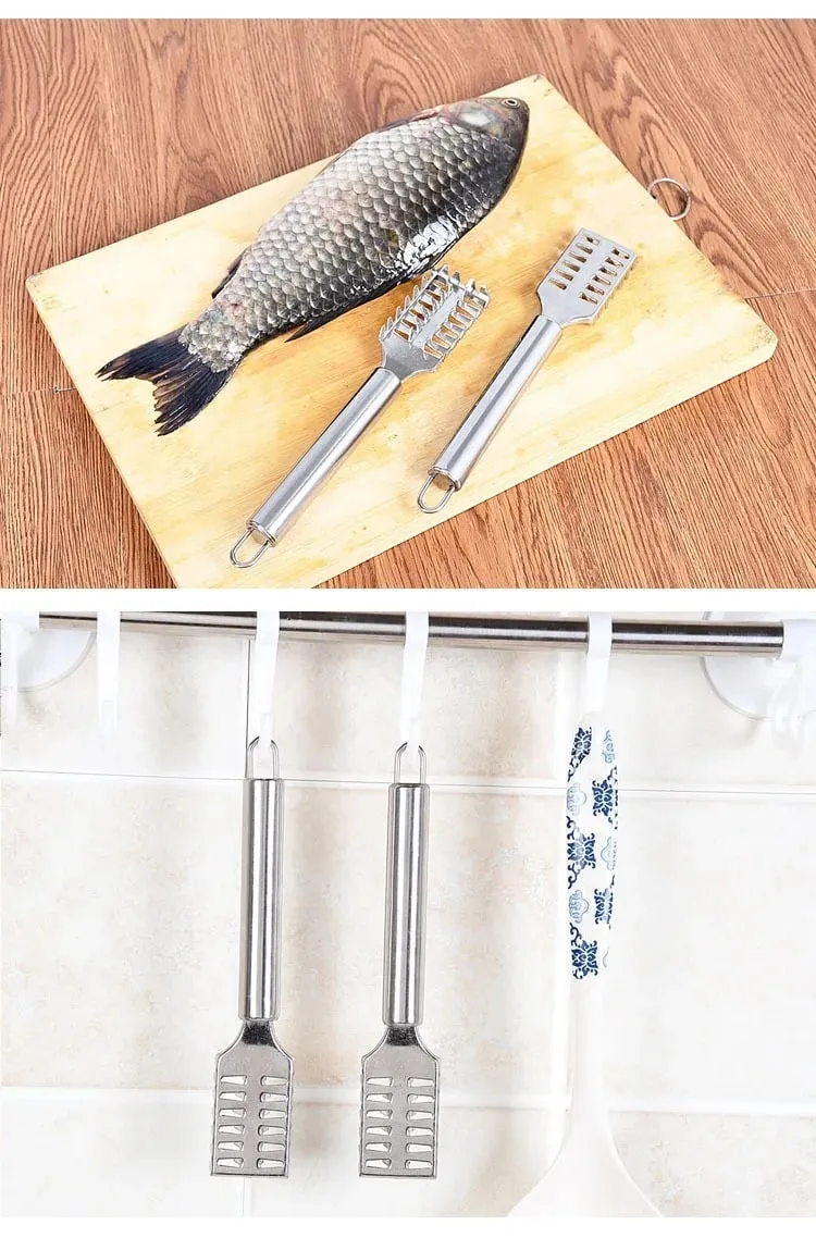 Faca de escama de peixe em aço inoxidável, raspador de escala, dente de serra, desossa, filetagem, corte, escavação, faca maw, 1 peça