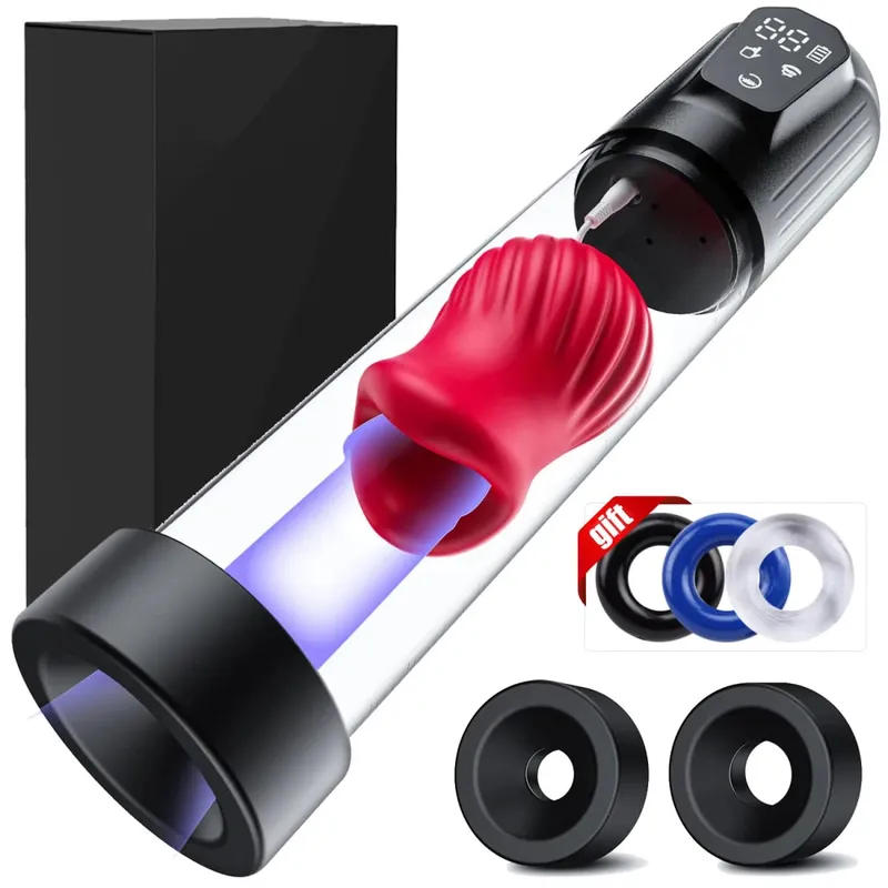 Bomba peniana elétrica com 5 sucção, 6 modos de treinamento, masturbador masculino automático, bombas lcd, ampliadores, brinquedos sexuais para homens — image 7