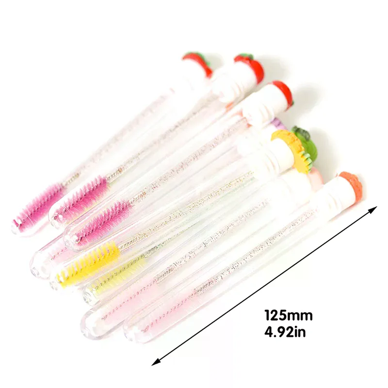 10 pçs/set coleção de frutas rímel escova reutilizável lash escova tubo carretéis lash extensão pincéis aplicadores ferramentas de maquiagem