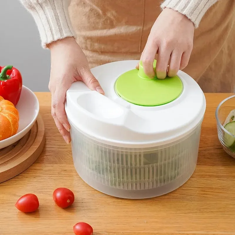 Desidratador de vegetais manual doméstico multifuncional - girador de salada com cesta de drenagem de alface e frutas | Utensílios de cozinha para casa