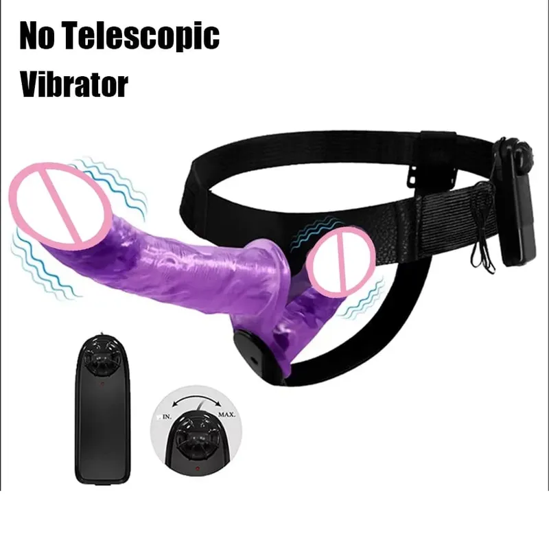 綁帶式雙頭伸縮假陽具振動器逼真可穿戴按摩器女同性戀成人用品性玩具 — image 8