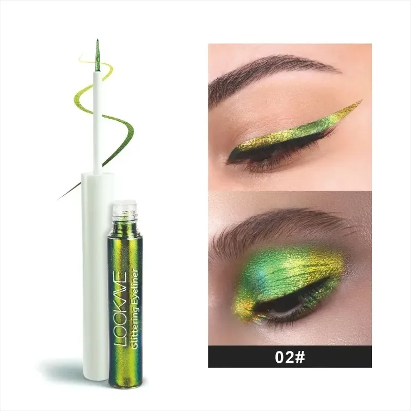 Delineador líquido camaleão brilhante metálico glitter sombra multicolorido delineador perolado polarizado aurora maquiagem com pigmento para os olhos