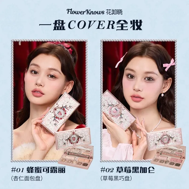 Flor sabe conjunto de maquiagem lábio lama iluminador pó blush sombra de olho maquiagem profissional presente kit para menina cosméticos conjunto completo