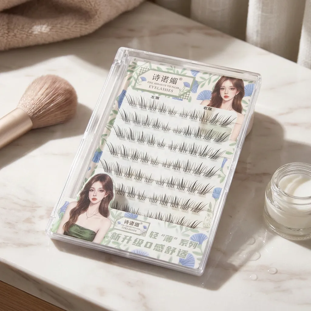 Cílios postiços estilo raposa, comprimento curto, curvado, preto, natural, alongamento de olhos, design leve, para maquiagem diária, festa, namoro, mulheres — image 3