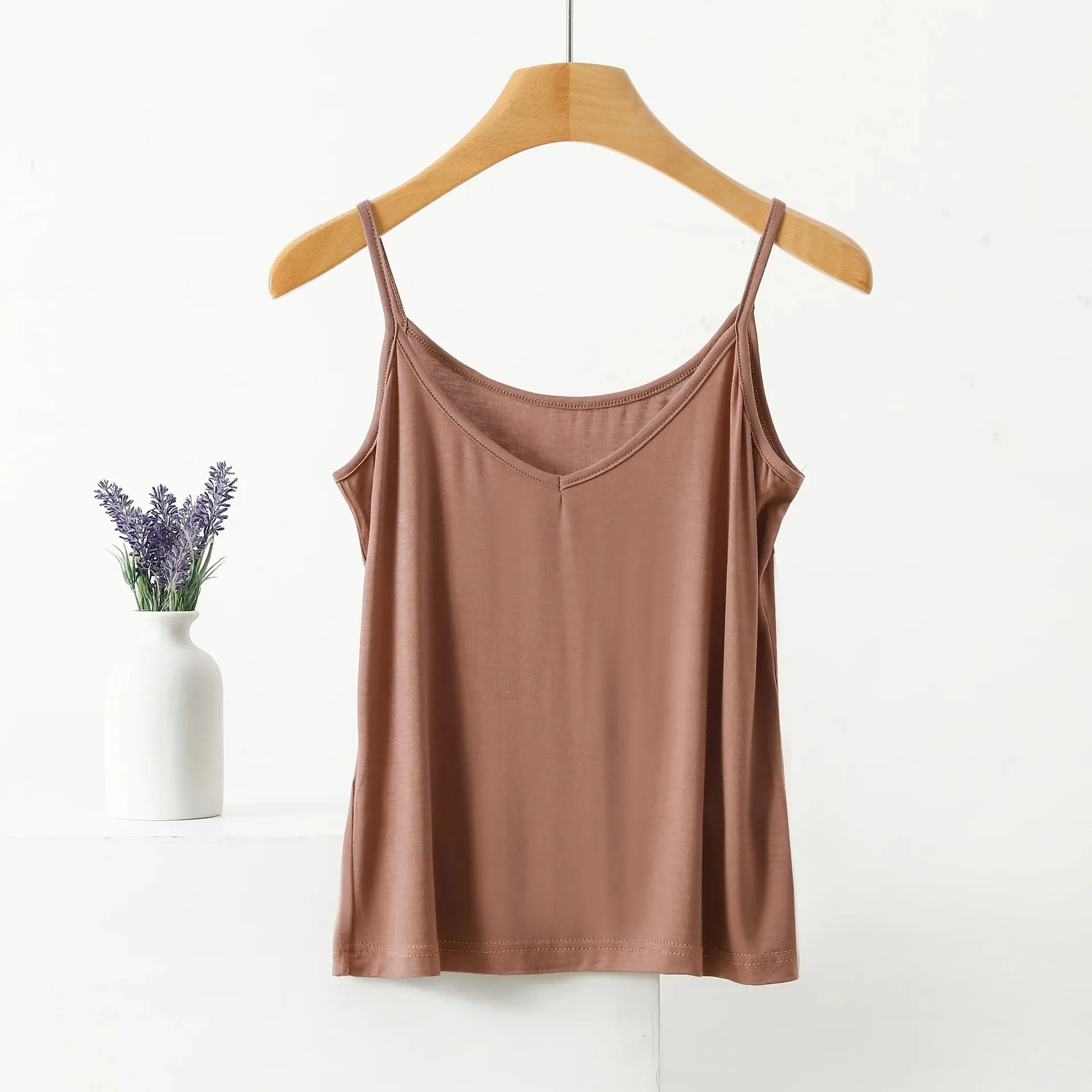 Top de alça espaguete feminino halter com decote em v básico cami sem mangas regata feminina verão cor sólida