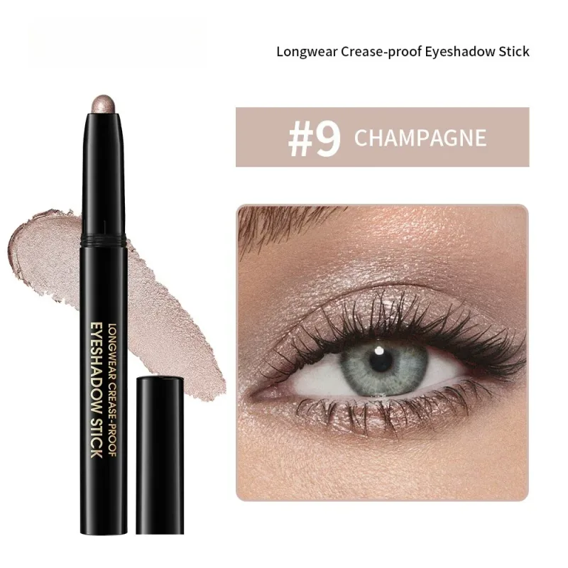 6 cores sombra lápis vara brilhante e fosco à prova dwaterproof água metálico brilho sombra de olho iluminador lápis sombra cosméticos