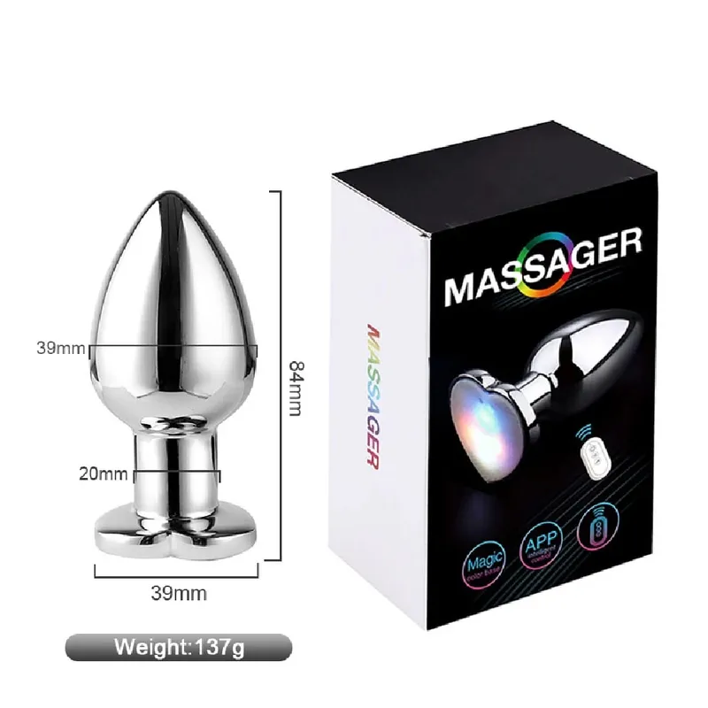 Plugue anal vibratório brilhante, luz rgb, controle por aplicativo, vibrador anal, metal brilhante, plug anal, bluetooth, vibração, brinquedos sexuais adultos