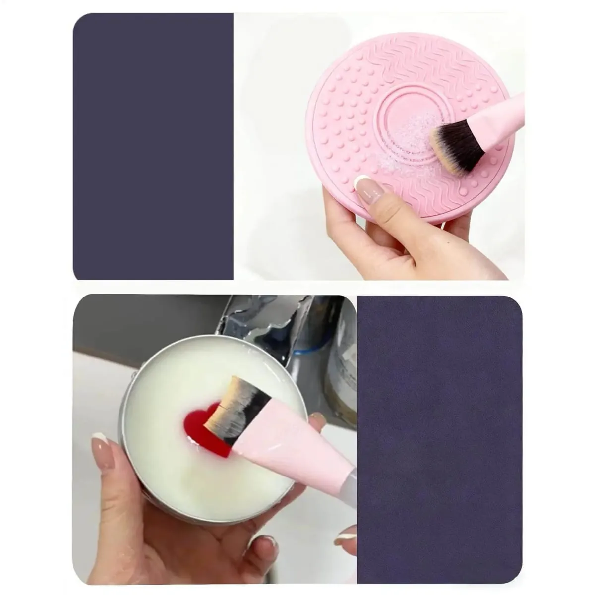 Sabonete limpador de pincel de maquiagem com tapete de silicone limpa profundamente a maquiagem à prova d'água para esponjas de pincéis de maquiagem naturais sintéticos