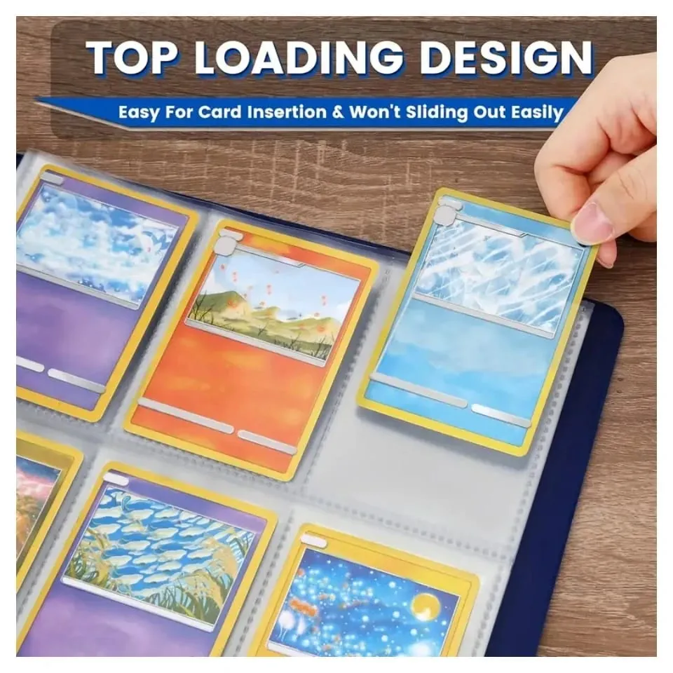 1800 Pockets 11-Ring Binder Double-Sided Trading Card Pages Sleeves 9-Pocket Clear Plastic Game Card
