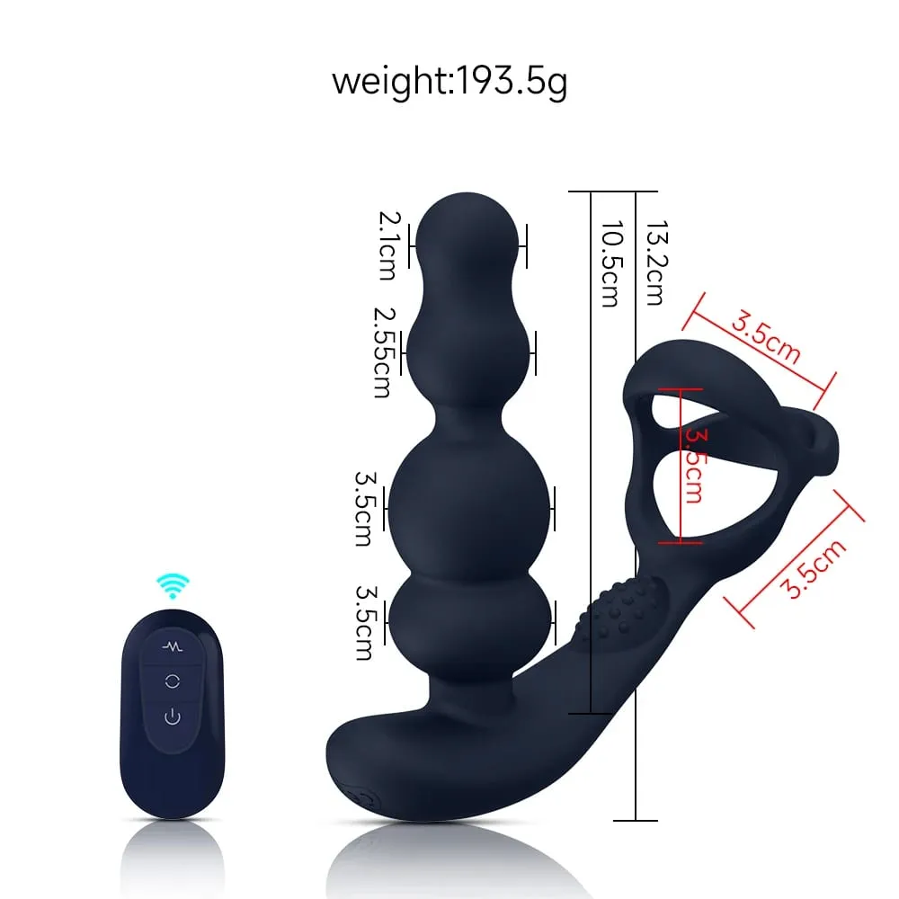 Massageador de próstata de contas anais rotativas de 360 ° com controle remoto de anel peniano vibratório - Brinquedo adulto para homens — image 6