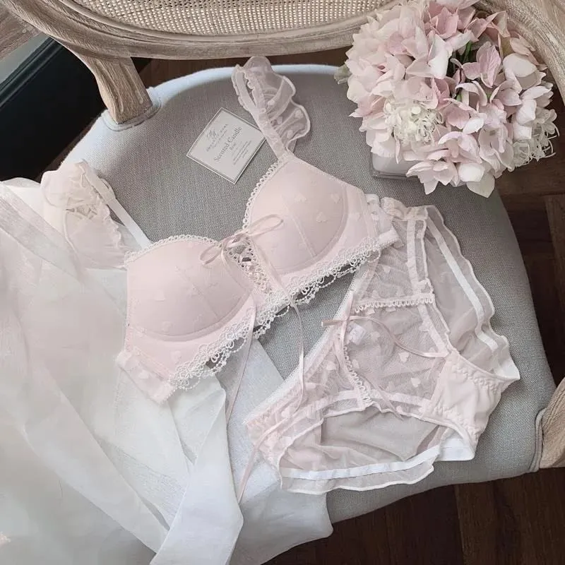 Bonito estilo alemão conjunto bralette sem fio rendas sutiã de treinamento para adolescentes doce primeiro sutiã para peito pequeno confortável meninas lingerie