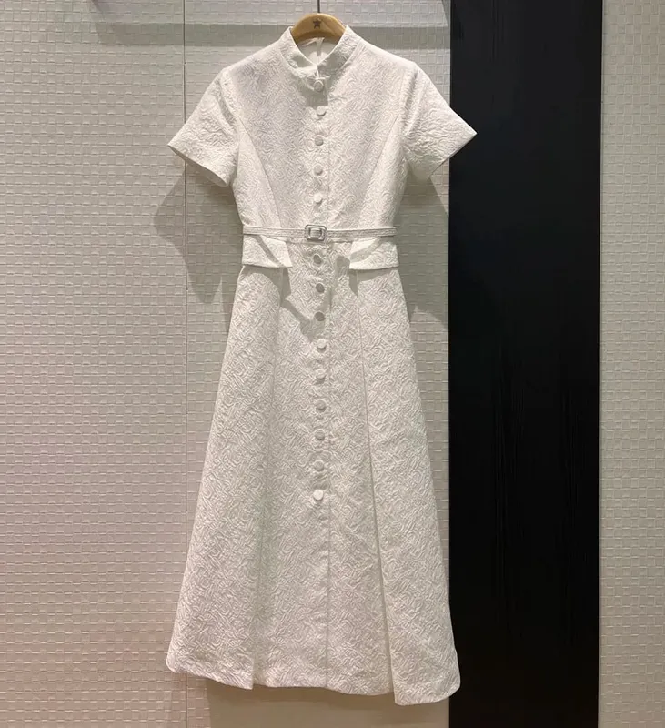 Flores 3d padrão em relevo 2026 primavera feminino único breasted vestidos longos cinto bolsos vestido preto branco