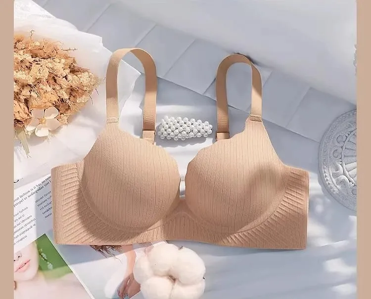 Feminino sólido grosso acolchoado wirefree sutiã conjunto sem costura conforto coleta lingerie push up suporte elegante ajuste para busto menor diariamente