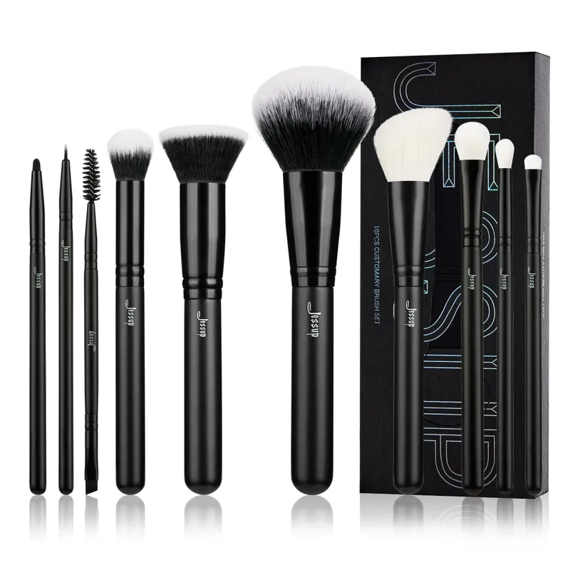 Jessup Makeup Brushes 10-14pc Makeup Brush Set Synthetic Foundation Brush Powder Contour Eyeshadow Liner Blending Highlight T329