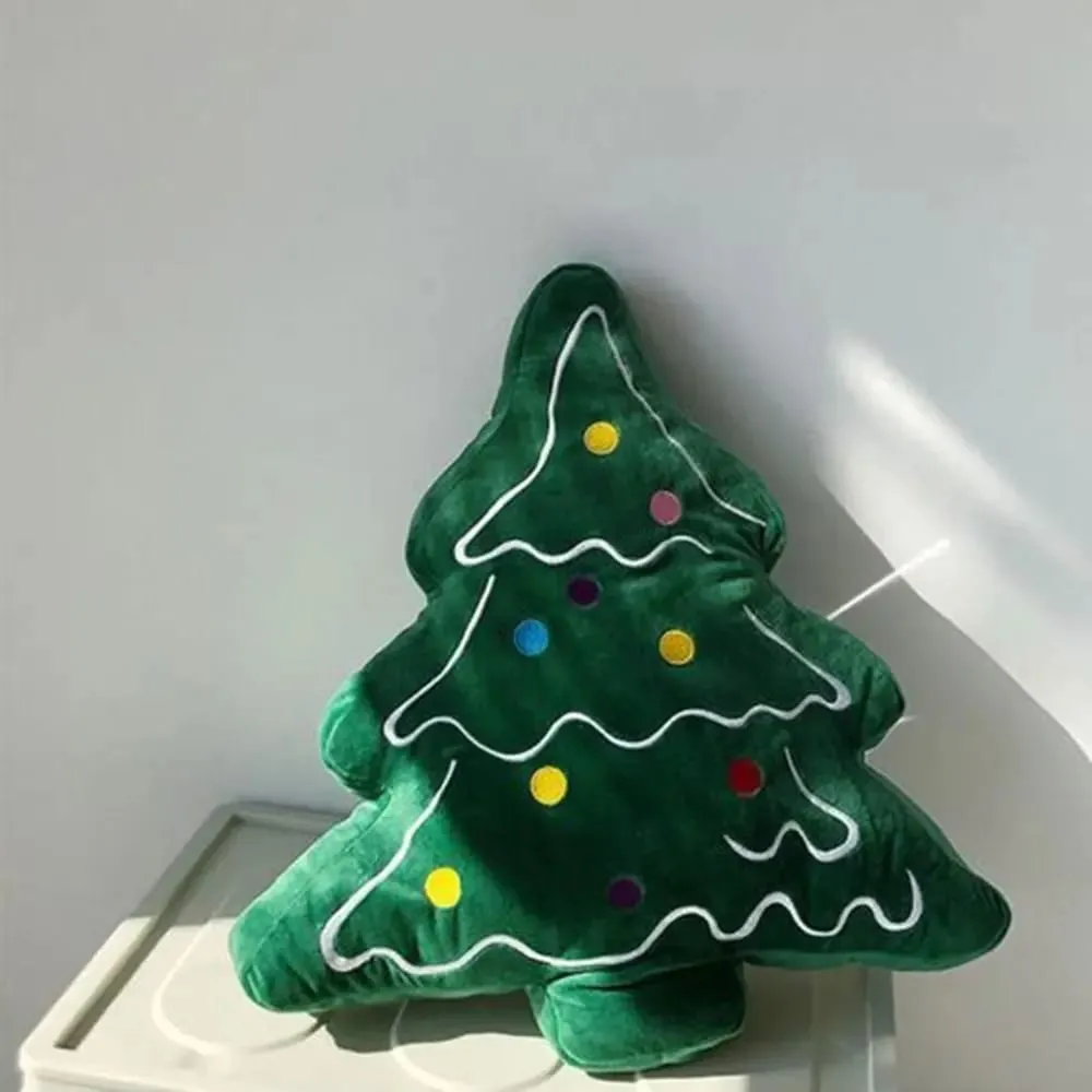 Almofada macia do sofá da árvore de Natal, confortável, amigável à pele, almofada decorativa do dia de Natal, ornamentos em forma de 3D