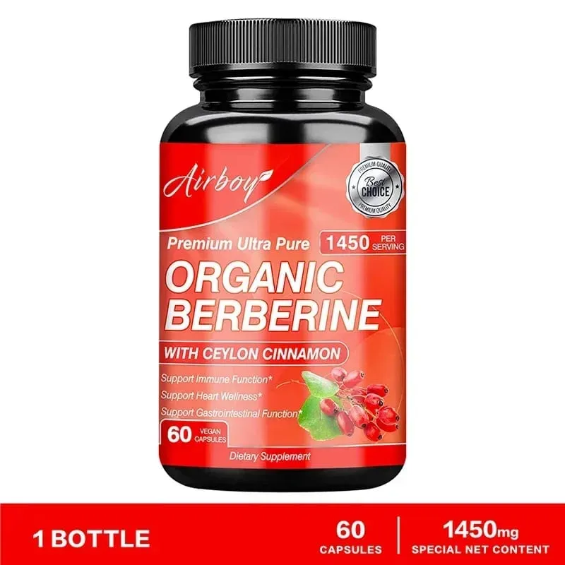 Cápsulas de berberina - apoiam o metabolismo da função imunológica da saúde cardiovascular e o controle de peso saudável