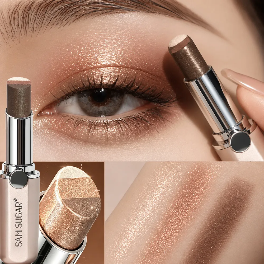 Sombra em bastão perolado gradiente em 3 cores, à prova d'água, brilho macio, brilho, aegyo sal, iluminador, sombra para os olhos, maquiagem