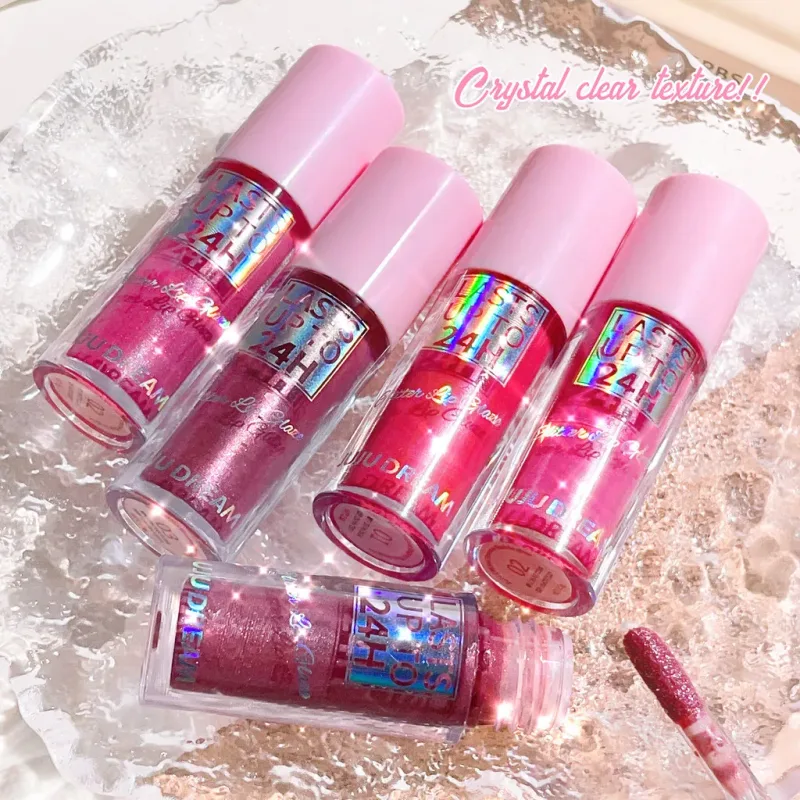Luz fluida brilho labial esmalte de longa duração brilho labial à prova dwaterproof água batom líquido maquiagem óleo labial matiz hidratante