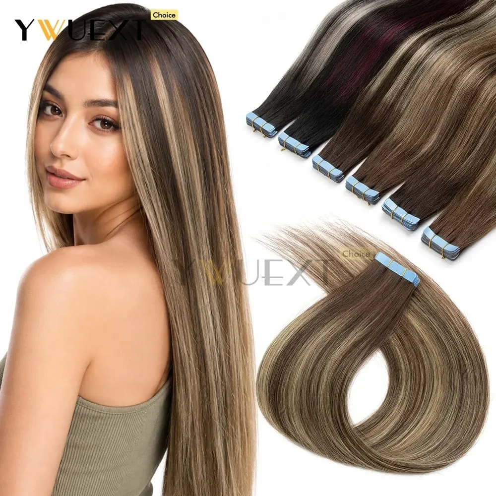 Fita de cores gradientes de 20 unidades/pacote em extensões de cabelo humano adicionam volume e comprimento para mulheres 30g 16-20 polegadas qualidade de salão de beleza YWUEXT