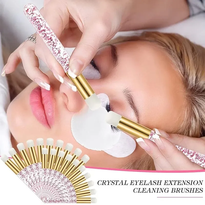 50/100 pçs escovas de limpeza de cílios para extensões de cílios glitter lash shampoo escovas nariz poros limpeza ferramentas de maquiagem