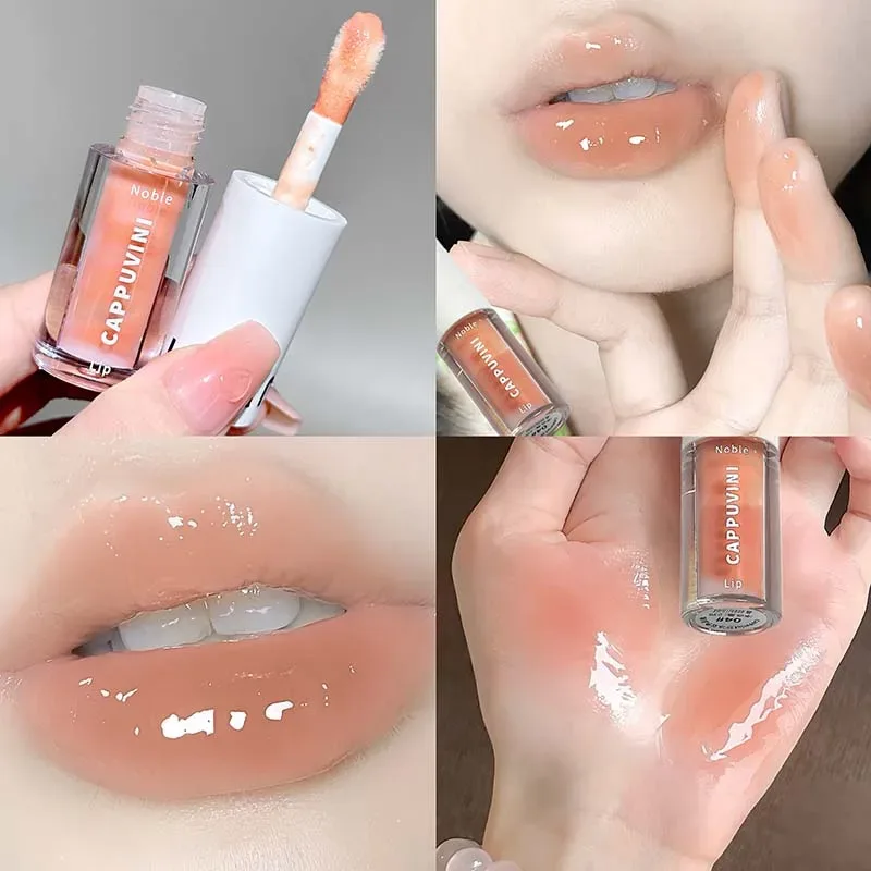 Brilho labial transparente cinza roxo, brilho labial hidratante, secagem de lábios, espelho labial, matiz, aumento, hidratante, cristal, óleo labial, maquiagem