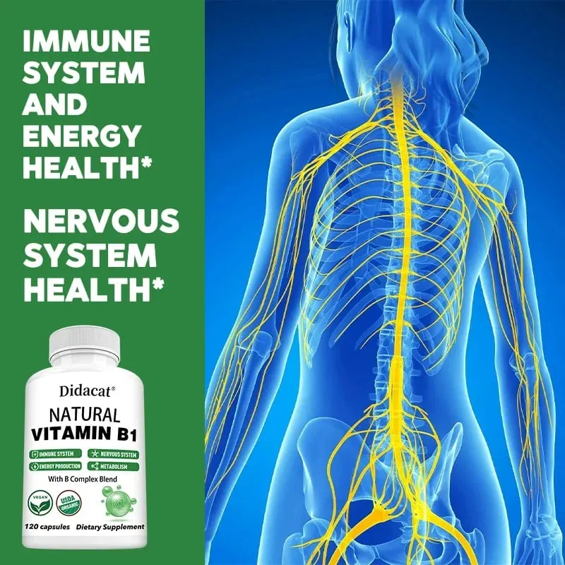 Didacat Vitamina B1 ajuda o sistema imunológico, sistema nervoso, suporte energético, suplemento dietético