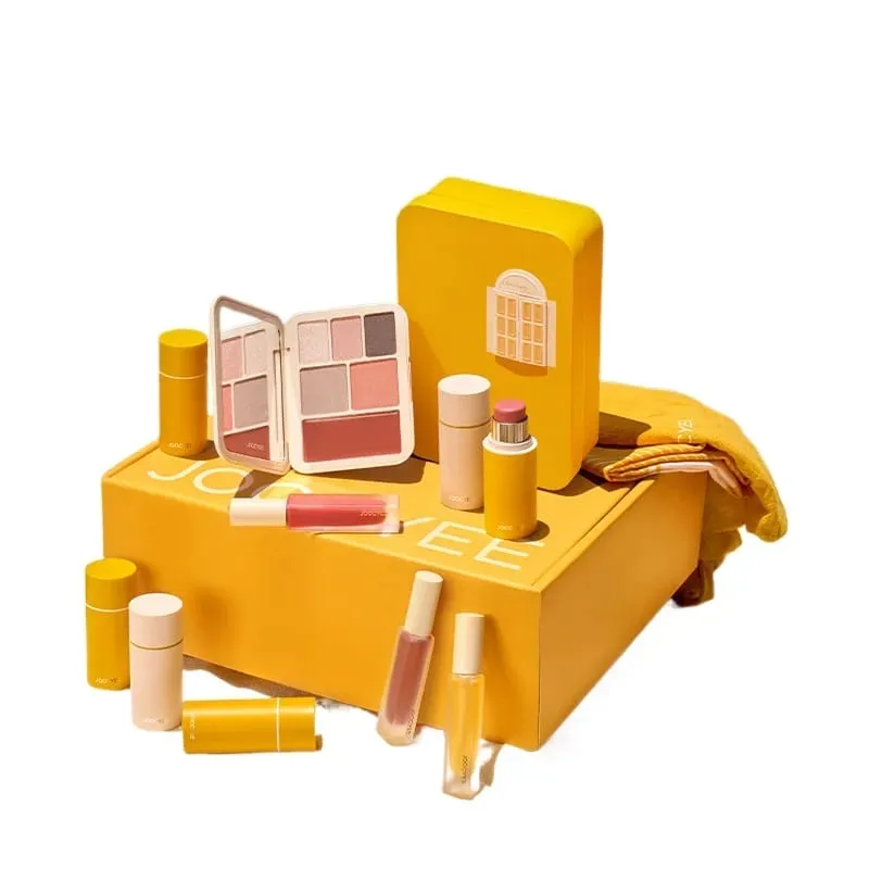 Conjunto de presente de maquiagem de verão, batom, esmalte labial e paleta de sombras, kit cosmético de rosto inteiro para presente de dia dos namorados