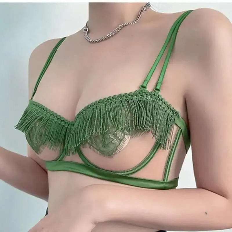 Light Luxury Sexy French Backless Bra Set - Sheer Mesh Minimizer Bralette Ultra-Thin Lace Lingerie Limited Stock Sale
