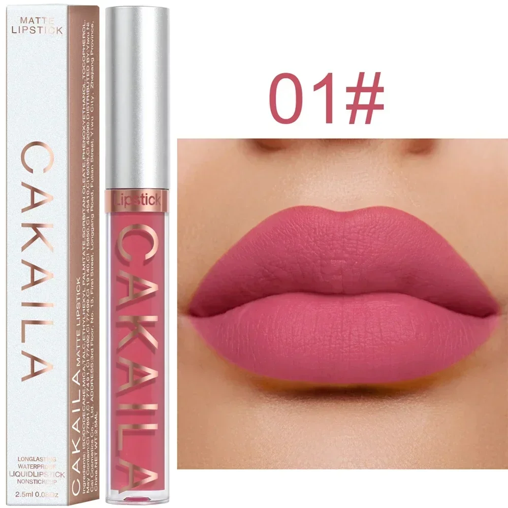 Matte Velvet Lip Glaze Tahan Lama Gincu Cecair Licin Sutera Tidak Mudah Luntur Lip Gloss Makeup Seksi Untuk Wanita Tint Bibir