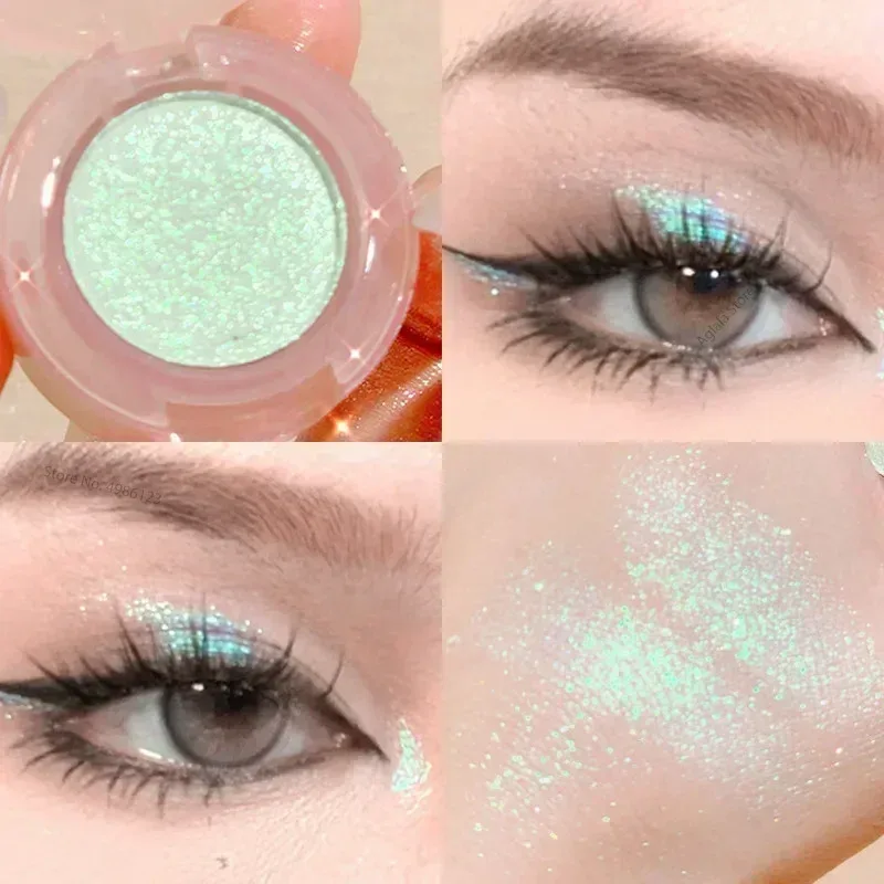 Monocromático glitter sombra perolado iluminador em pó maquiagem diamante paleta de sombra de olho brilhante maquiagem cosméticos