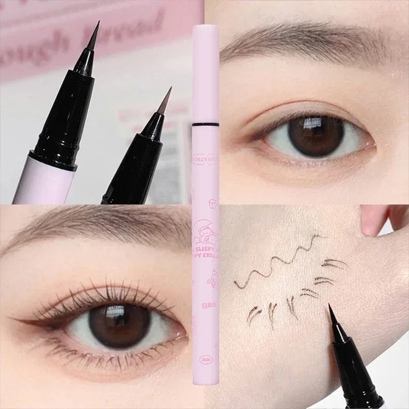 Delineador líquido preto, maquiagem para os olhos, super à prova d'água, de longa duração, fácil de usar, caneta de bicho da seda, ferramentas de cosméticos de maquiagem