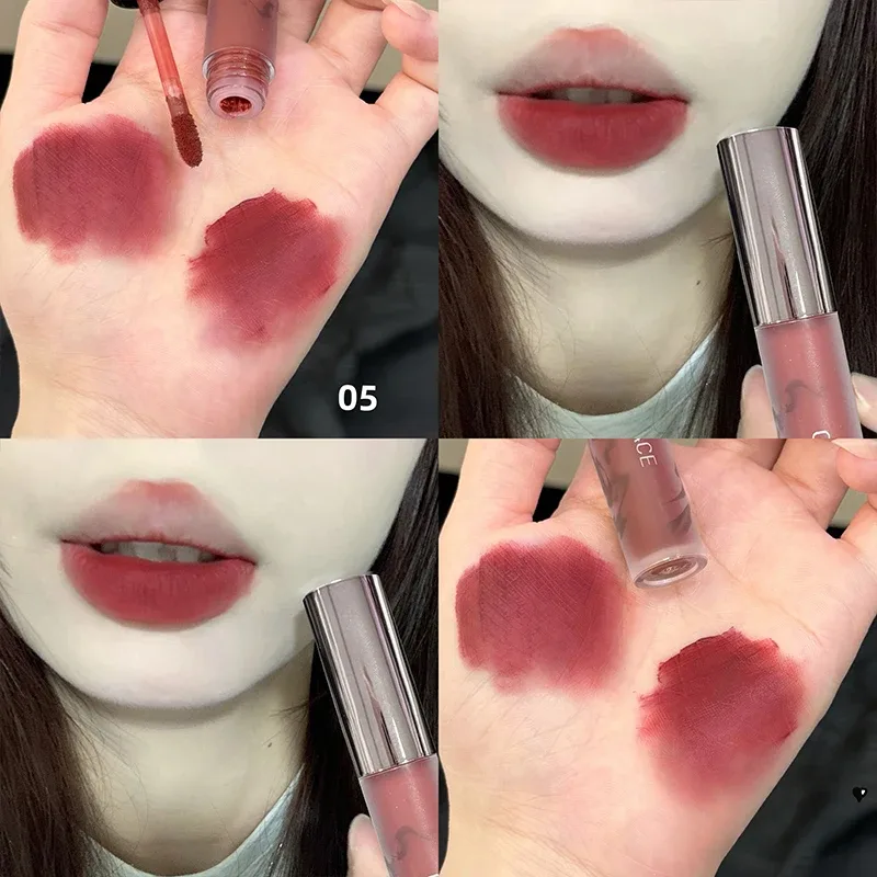 Punk marrom escuro lábio lama nude fosco laranja marrom brilho labial framboesa vermelho batom líquido à prova dwaterproof água antiaderente copo lábio matiz maquiagem