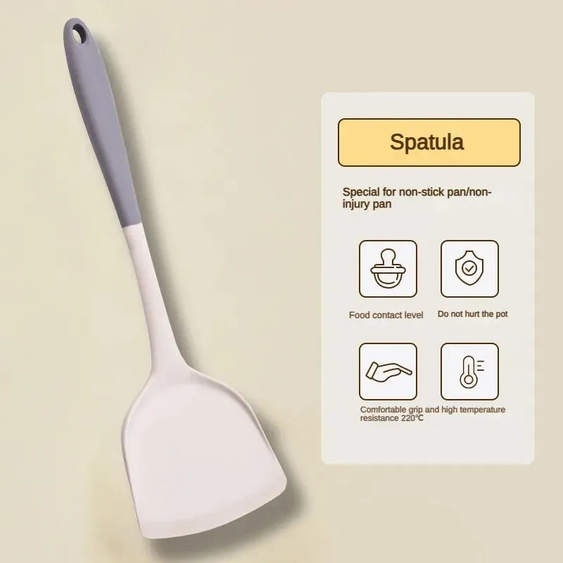 1/2/3/4 conjunto cinza branco silicone espátula colher de sopa conjunto panela antiaderente ferramentas de cozinha kit de cozinha