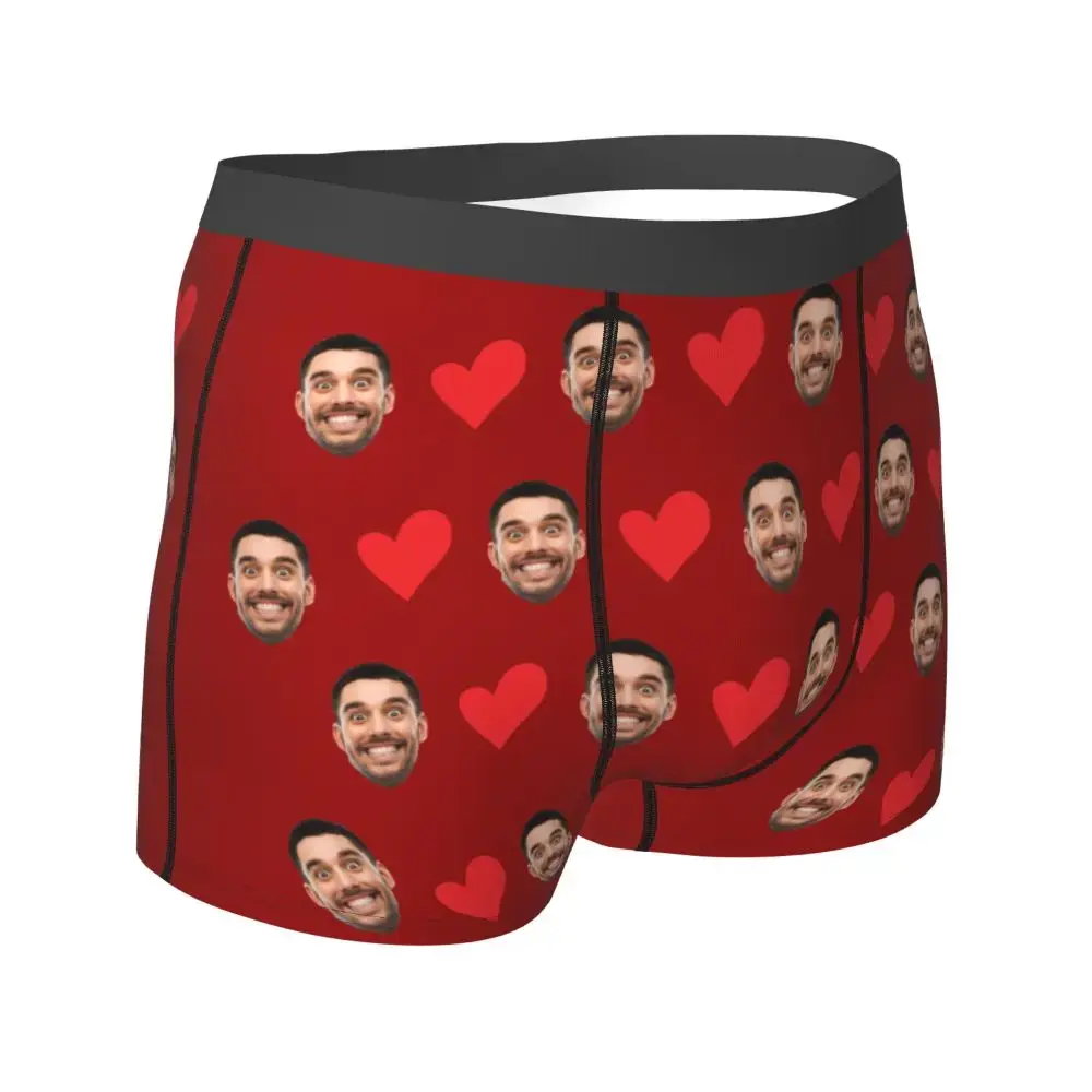 Personalized Face Photo Underwear Custom Heart Boxer Briefs Men Briefs Gift For Husband Anniversary Gift for Dad