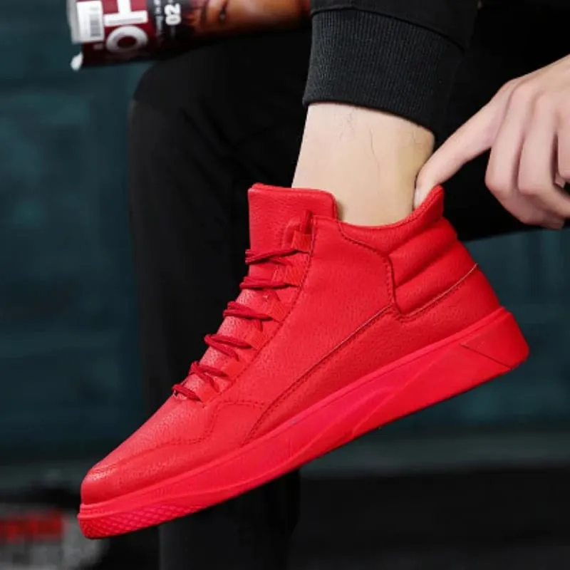Men's Spring Fashion Comfortable Lightweight Slip-Resistant High Top Leather Sneakers