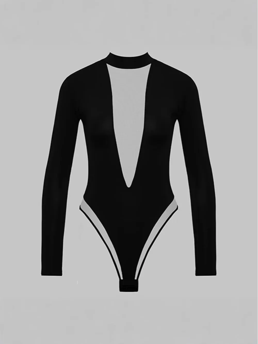 2026 nova perspectiva de v profundo malha emenda manga comprida preto macacão sexy picante menina roupa festa data nicho tendência moda ins