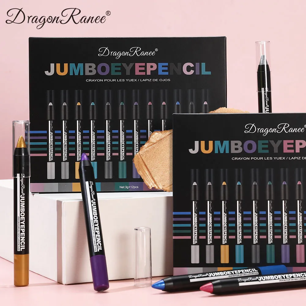 12Pcs Highlighter Eyeshadow Pencil Set Waterproof Glitter Eye Shadow Lying Silkworm Makeup Pigment Cosmetics White Eyeliner Pen