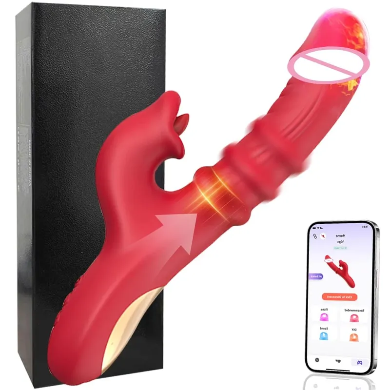 Vibrador de coelho empurrando vibrador g ponto estimulador clitoriano 7 impulso 10 vibração com modo lambendo brinquedo sexual adulto para mulher