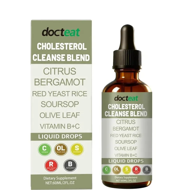 Docteat Cholesterol Cleanse Blend Gotas Líquidas Citrus Bergamota Suporta Equilíbrio Metabólico com Vitamina C e B2 Conta-gotas 60 ML
