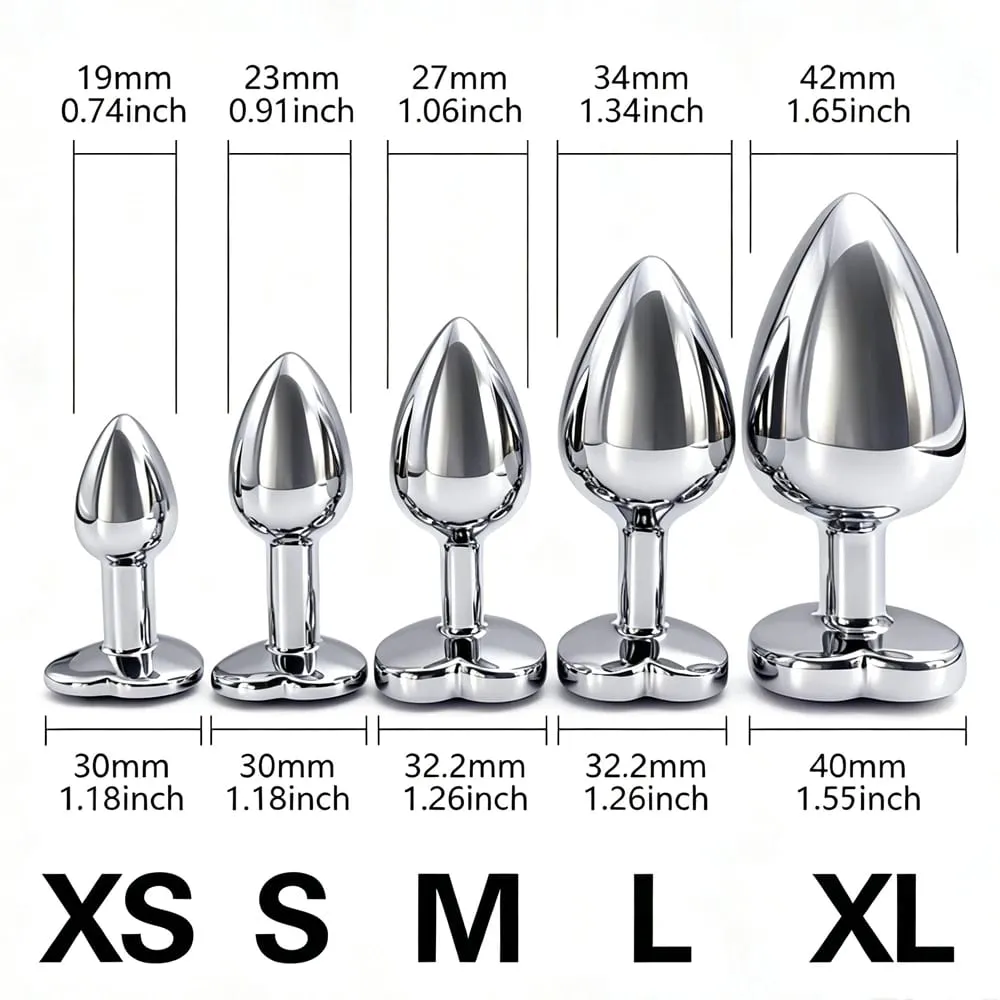 5 tamanhos de metal anal plug conjunto com base de coração suave massagem de próstata butt plug brinquedos sexuais para homens mulheres casais