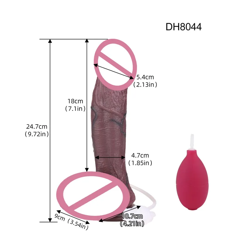 Silicone realista camadas duplas ejaculando pênis esguichando vibrador longo com otário brinquedos sexuais anal para homens mulheres masturbador